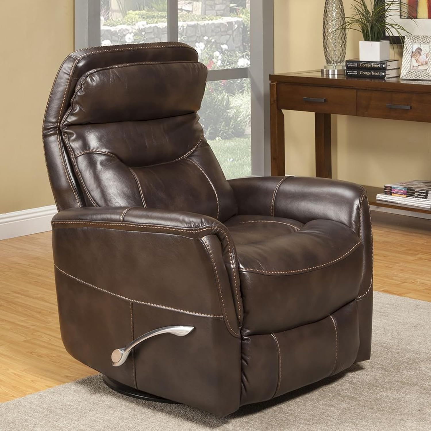 Parker Living Gemini - Truffle Swivel Recliner Chair Comfortable Nursery Glider Recliner Nursing Armchair with 90% Polyester 10% PU Upholstery Cozy Seat for Adults