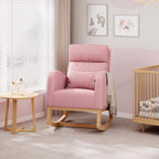 Garvee Rocking Chair, Teddy Fleece Glider Chair with Side Pockets, Nursery Chair with Pillow, Rocking Accent Armchair for Living Room Bedroom Nursing Room, Pink