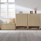 SICOTAS Shoe Cabinet 44 inch Tall Fluted Shoe Cabinet with Doors & 4 Shelves Wooden Large Hidden Shoe Storage Organizer Modern Free Standing 6-Tier Cabinet for Entryway Living Room Closet