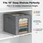 GoMaihe Clothes Storage Bin with Metal Frame: 6-Pack Stackable Closet Storage Bin with Lid & Clear Window, Sweater Boxes Storage for Closet Bedding Clothing Storage Organizer 40L