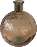 Deco 79 Recycled Glass Handmade Decorative Vase Spanish Bottle Neck Ribbed Centerpiece Vase, Flower Vase for Home Decoration 13" x 13" x 17", Brown