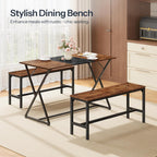 HOOBRO Dining Benches, Pair of 2 Industrial Kitchen Table Benches, Wooden Indoor Benches, Durable and Stable, for Dining Room, Kitchen, Living Room, Bedroom, Rustic Brown BF02CD01