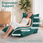 L-Shaped Oversized Bean Bag Chair, Fluffy Memory Foam Beanbag with Corduroy Fabric for Adults Teens Kids, Lightweight Lounge Floor Sofa Chair for Living Room Bedroom - Green
