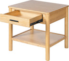 Christopher Knight Home Aurl Rectangular End Table, Wooden Side Table with Drawer, Nightstand with 1 Open Shelf Storage, Item Organize Desk, Sofa Side Tables for Living Room Bedroom, Natural