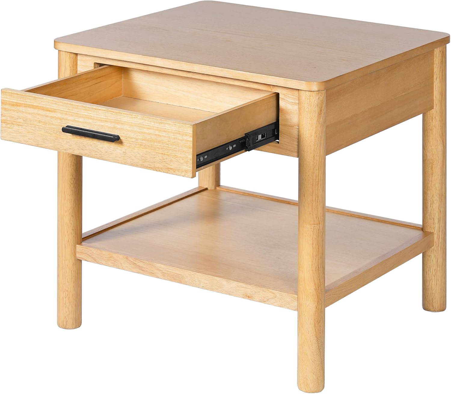 Christopher Knight Home Aurl Rectangular End Table, Wooden Side Table with Drawer, Nightstand with 1 Open Shelf Storage, Item Organize Desk, Sofa Side Tables for Living Room Bedroom, Natural