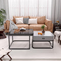 Jerry & Maggie Ø 27.5" Tempered Glass Coffee Tables for Living Room Modern Farmhouse, Square Glass Nesting Coffee Table Set of 2, Side Table 2-Piece Set