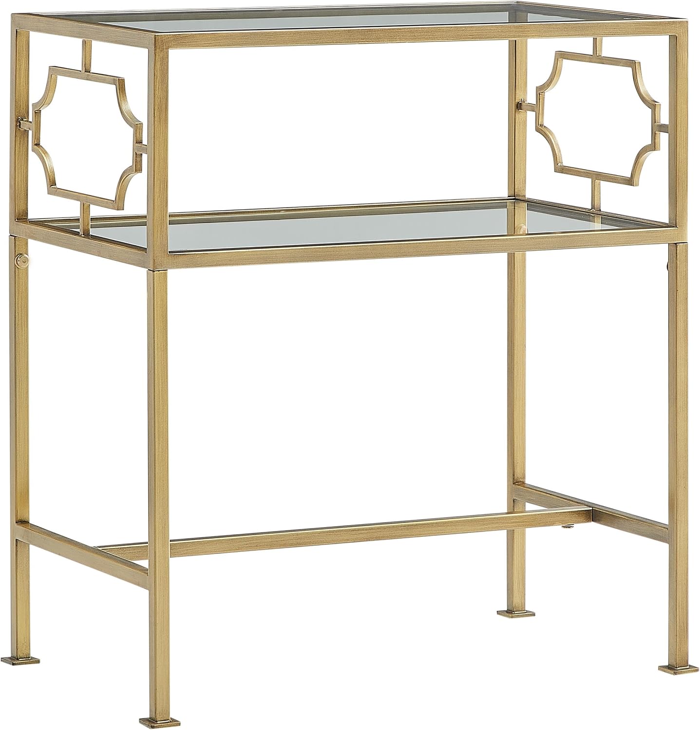 Gretna Rectangular Antique Gold Metal and Glass Accent Table