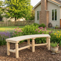 FORTUNO Outdoor Wooden Curved Backless Porch Bench Rustic Style Cedar/Fir Wood Log Fire Pit Bench for Patio Garden Deck and Backyard, 40"-54" W×13" D×16.5" H, Natural