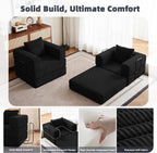 37.4in Convertible Sofa Bed, Corduroy Boneless Couch Bed, Futon Sleeper Sofa Pull Out Bed, Foldable Couch for Living Room Apartment, No Assembly Required