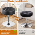 JupiterForce Adjustable Vanity Stool Chair for Makeup, 360° Swivel Makeup Vanity Chair Faux Leather Vanity Stool for Makeup Room, Bathroom and Living Room, Black