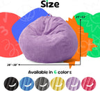 Hobestluk Kids Bean Bag Chair Teardrop Shape with Filling, 2.5FT Purple | Soft Fabric, Corduroy Cover, Removable and Washable, Memory Foam Filler, Portable Handle, Gaming, Relaxing, For Living Room