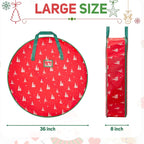 36 Inch Wreath Storage Container, 1 Pack Deluxe Wreath Storage Bag with Dual Zippers, Easy Access Christmas Wreath Storage Bag with Carry Handles and Clear Label Pocket