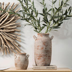Large Flower Vase Home Decor - Tall Ceramic Farmhouse Rustic Table Vases with Handle Living Room Decoration Decorative Modern Pottery for Floor Kitchen Shelf Coffee Dining Desk Fireplace (12" Retro)