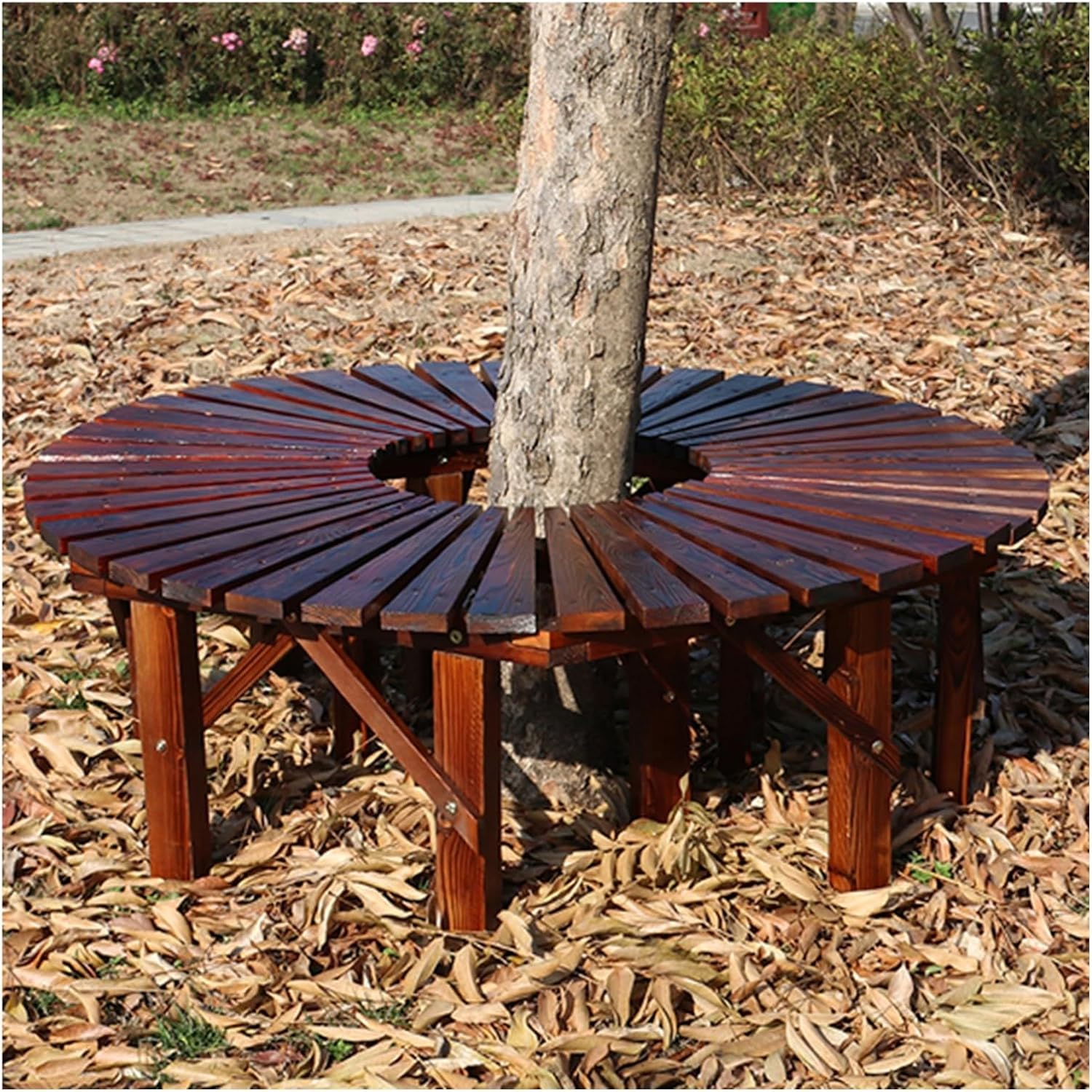 Circular Wooden Patio Wrap Seat Chair,Tree Bench Wrap Around Tree Bench,for Garden,Lawn,Patio,Backyard