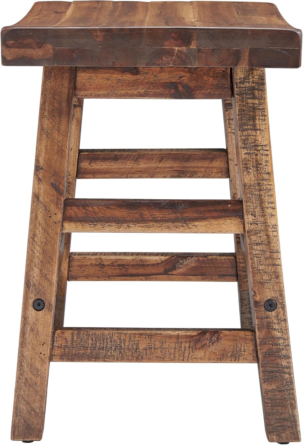 Durango 20-Inch Saddle Seat Stool – Backless Solid Wood Kitchen Stool for Dining Table, Counter, or Entryway – Rustic Farmhouse & Industrial Accent Seating by Alaterre Furniture