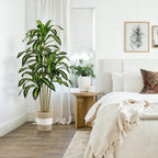 5FT Artificial Dracaena Tree - Tall Faux Dracaena with White Planter, Artificial Plants Indoor, Fake Plant Build Boho-Chic Basket, Fake Tree for Outdoor Home Office Decor