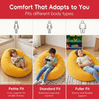 2.5FT Bean Bag Chair for Teens & Youth, Beanbag Chair with High-Density Foam Filling, Soft Chenille Boneless Reading Chair, Cozy Bean Bag for Bedroom, Reading & Dorm(Yellow, 31.5" W x 31.5" D x 20" H)