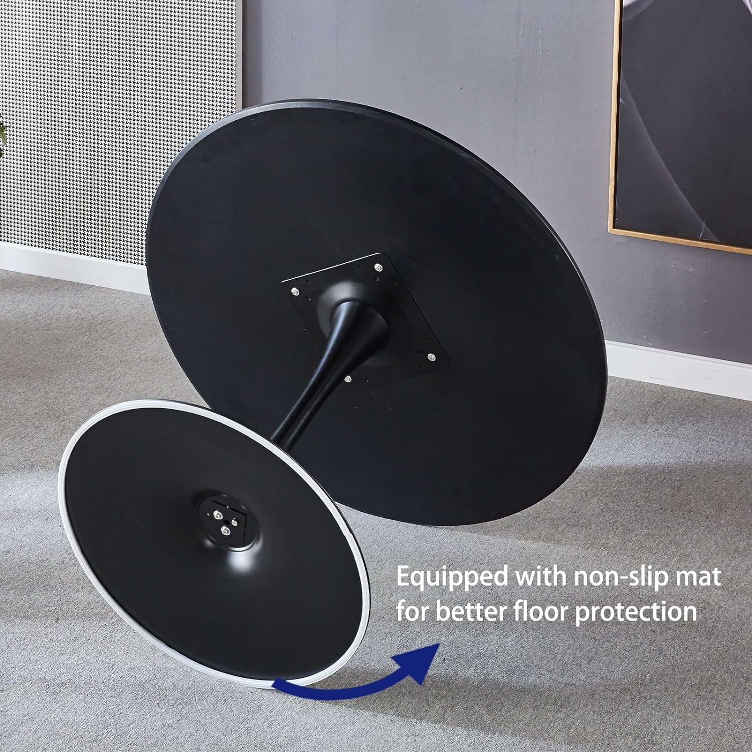 42 Inch Black Round Dining Table for 4-6 People,Mid-Century Black Tulip Table,Modern Kitchen Dining Table with MDF Table Top and Pedestal Base for Home and Kitchen