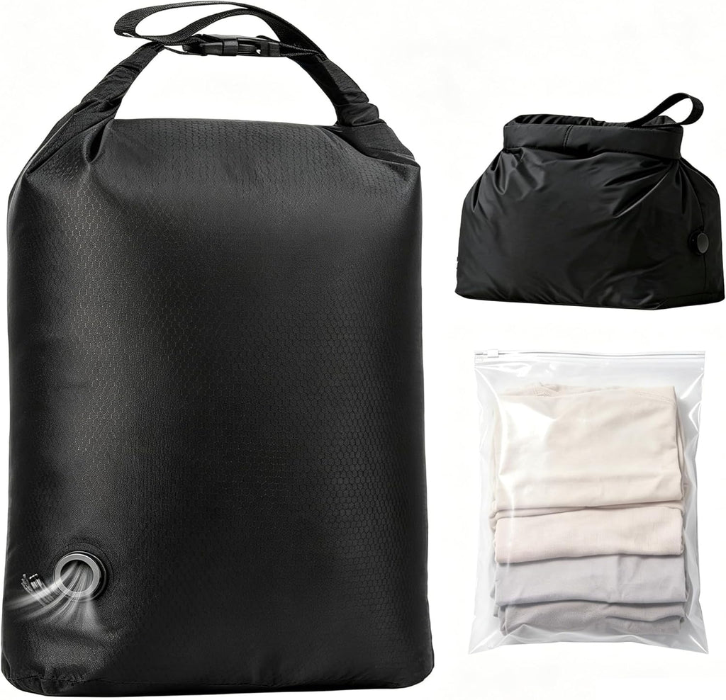 Travel Laundry Bag, Compression Bags for Travel - Waterproof Dirty Clothes Vacuum Storage, Smell Proof Space Saver for Cruise Gym Camping (M)