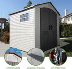 Lifetime 7' x 7' Outdoor Storage Shed with High-Density Polyethylene, Steel-Reinforced, Desert Sand