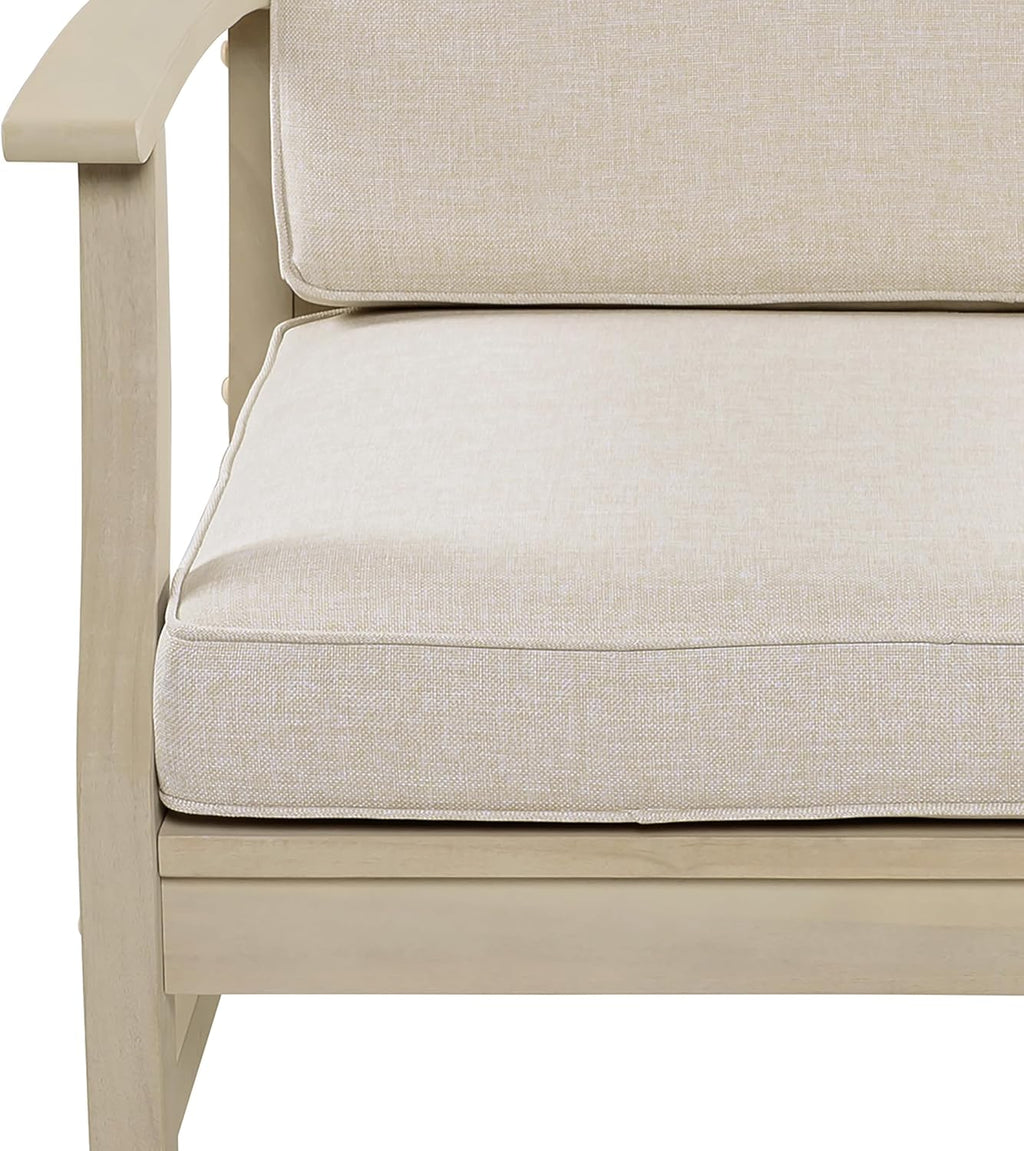 Christopher Knight Home Perla Acacia Wood Lounge Chair Outdoor Set of 2 with Removable Cushion, Wooden Patio Accent Chair, Patio Garden Comfy Reading Chair, Sand/Beige