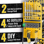 Power Tool Organizer Wall Mount with Charging Station,4 Layer Heavy Duty Metal Storage Rack with 8 Cordless Drill Holder,Battery Utility Rack Gift for Garage workshops Room(Yellow)