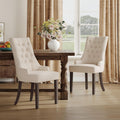 COLAMY Fabric Side Dining Chairs Set of 2, Wingback Upholstered Dining Room Chairs with Tufted Button, Living Room Chairs for Home Kitchen, Beige
