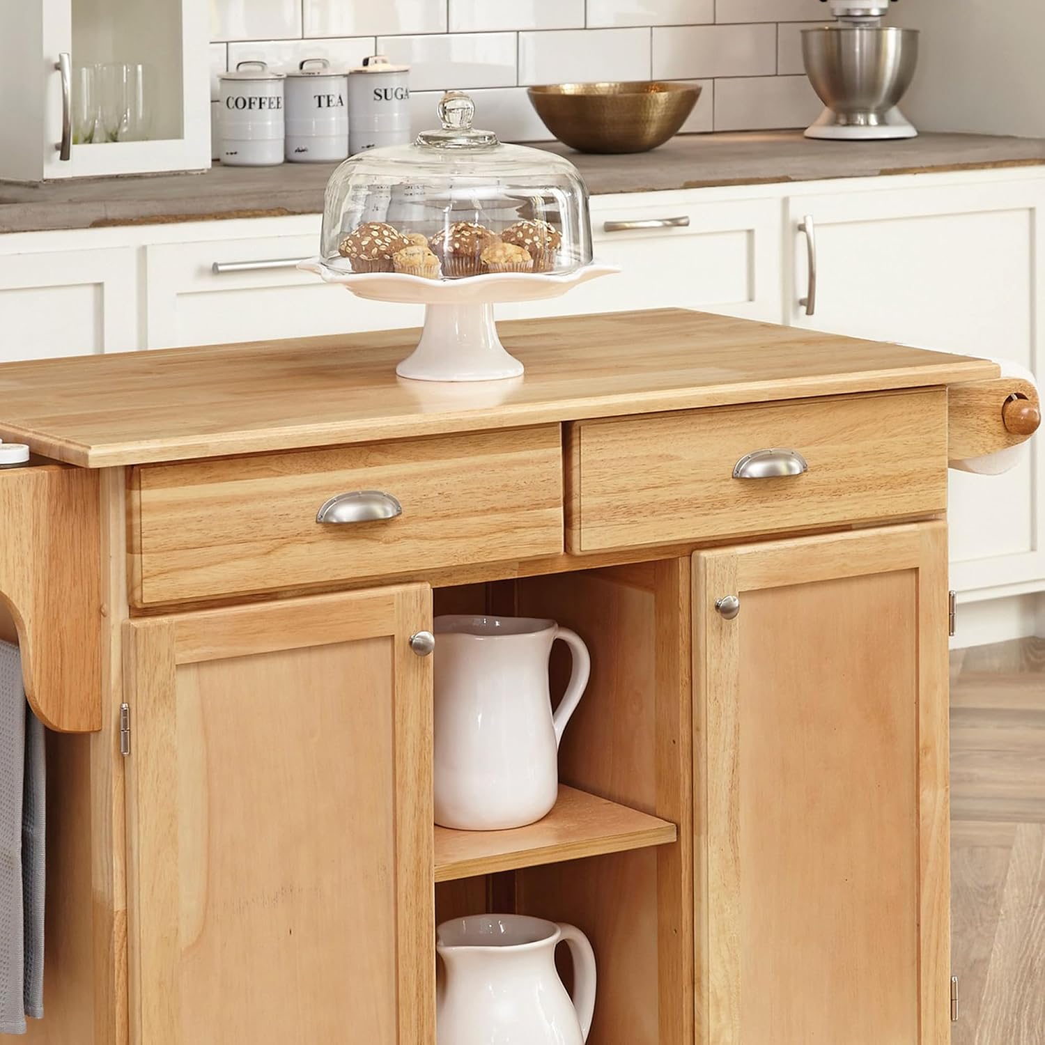 Homestyles General Line Natural Wood Mobile Kitchen Cart
