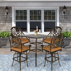 VIVIJASON 35.4" Patio Height Bar Table, All-Weather Cast Aluminum Bar Bistro Table Outdoor Patio Square Dining Table with 2.2" Umbrella Hole for Balcony, Lawn, Garden, Backyard, Antique Bronze