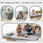 Tiita Kids Floor Mattress for Toddler, Child Fold Up Sofa Couch Convertible Futon Folding Chair with Storage Bag for Kids, Plush Grey