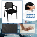 Tangkula Set of 4 Conference Room Chairs, Stackable Office Guest Chairs with Upholstered Seat, Mesh Backrest & Armrests, Waiting Room Chairs for Office, School, Lobby, Black