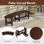 Moccha Outdoor Curved Bench, Carbonized Wood Fire Pit Bench with Slatted Seat, Loveseat, Rustic Wood Outside Chair, Patio Backless 2-Person Seating for Yard Deck Porch, 710 LBS Max Load (2)