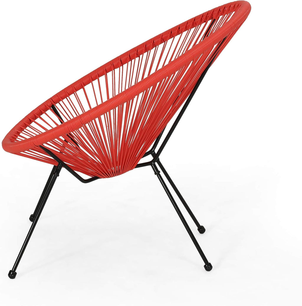 Dancongtea Set of 2 Outdoor Wicker Chairs, PE Rattan Armchair with Steel Frame, Modern Woven Basket Chair for Patio Balcony Garden, Orange