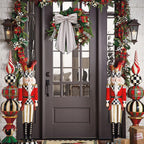 2 Pack Wreath Sash for Front Door Stripe Boxwood Sash Garland Porch Decor Wreath Accessories (Beige and White Stripe)