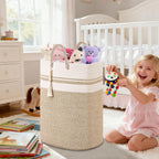 Woven Laundry Basket for Clothes, 80 L Large Rectangle Laundry Hampers with Beads Tassel, Nursery Storage Basket for Toys, Tall Dirty Clothes Hamper for Bedroom Aesthetic, Laundry Room Organization