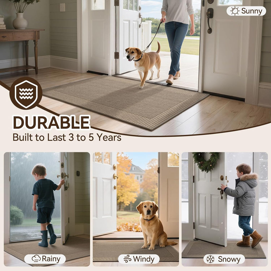 Door Mat 31"x47", Thin Dirt Trapper Entryway Door Mats Non Slip Washable Doormat, Low-Profile Welcome Mat for Inside Front Backdoor and Entrance