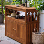 Flamaker Outdoor Storage Cabinet Weatherproof Acacia Wood Outdoor Cabinet with 2 Magnetic Doors Used for Outdoor Storage, Buffet Cabinet, TV Stand, Bar Table, Potting Table (Brown)