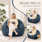 Bean Bag Chair with Armrests, Comfy Corduroy Bean Bag with Removable Cover, Handle for Adults, Oversized Floor Beanbag Couch for Living Room Bedroom Dorm (XL-Blue)