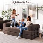 79" Convertible Sofa Bed, 5-in-1 Corduroy Boneless Couch Bed Sofa Pull Out, Memory Foam Couch, No Assembly Futon Couches for Living Room (Brown)