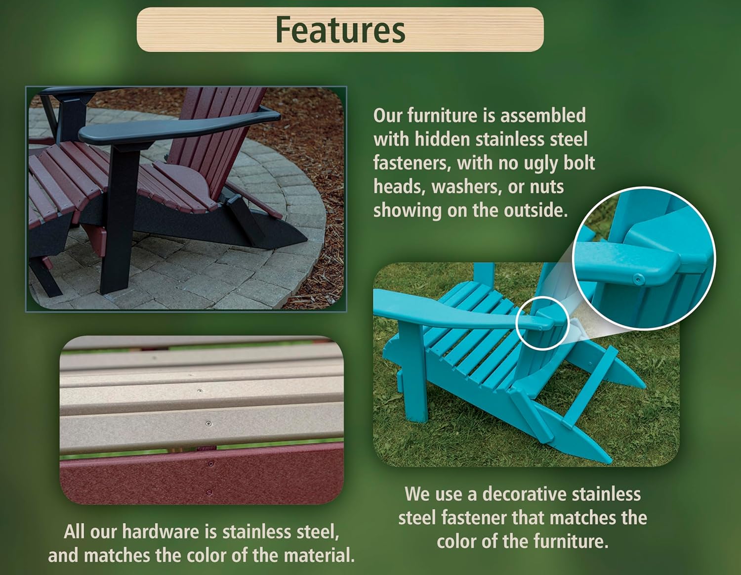 Amish Craftsmanship Made in USA 2FT Heavy Duty Poly Lumber Wood Porch Glider Premium Colors HDPE with No Wood fibers Lancaster Series Rollback Design 500 lbs Limit Solid-Purple