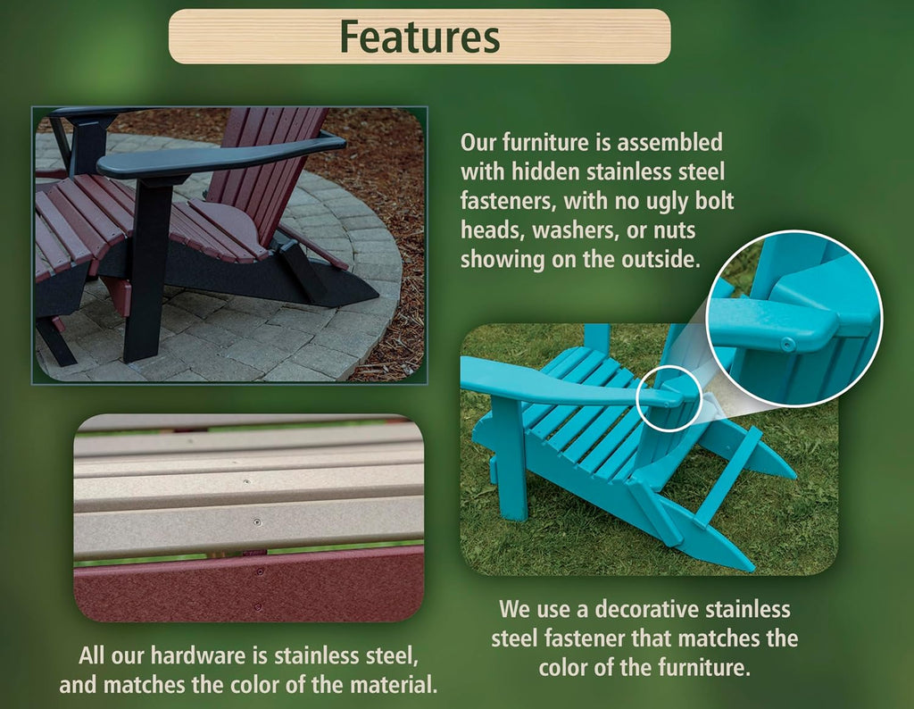 Amish Craftsmanship Made in USA 2FT Heavy Duty Poly Lumber Wood Porch Glider Premium Colors HDPE with No wood fibers Mission English Series design 500 lbs Limit With Cupholders Solid-Red