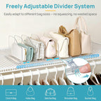 Vtopmart Free-Adjustable Purse Organizer for Closet with 2 Base, Clear Handbags Storage Organizer, Fits Different Bag Sizes & Closet Shelf, Expandable Plastic Shelf Dividers for Handbags, Wallets