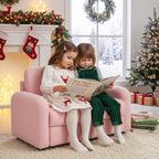 INFANS Kids Sofa, 2 Seat Soft Thick Upholstered Couch with Plush Fabric Solid Wooden Frame, Armrest Chair Lounge for Playroom Kids Boys Girls