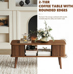 LAZZO Coffee Table with Storage Center Table for Living Room Rectangle Coffee Table with Rounded Edges,Easy Assembly, Walnut