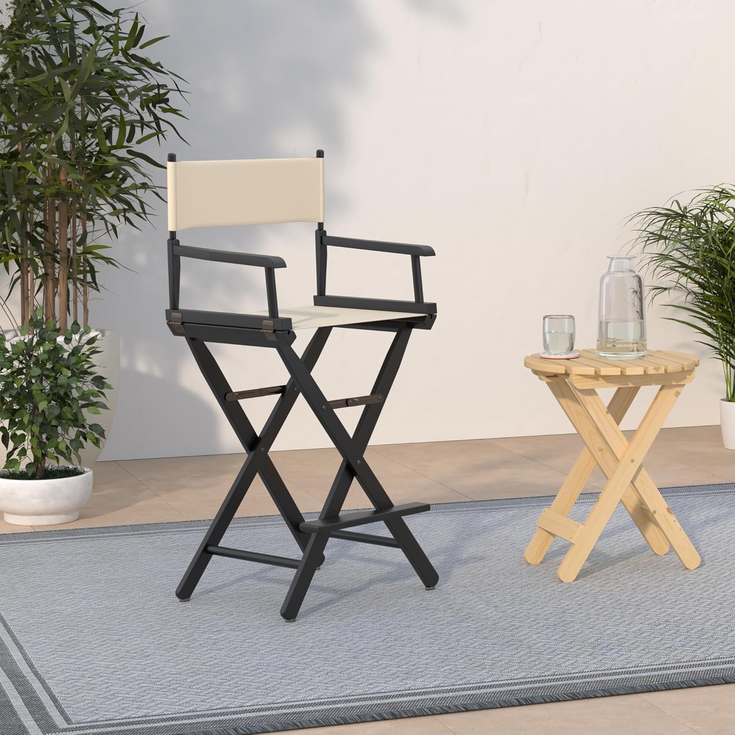 Casual Home 30" Director's Chair Black Frame-with Wheat Canvas, Bar Height