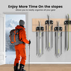 Hikeen Ski & Snowboard Wall Mount,Fits Any Ski or Snowboard, Ski Wall Rack Non-Slip Storage for Garage Organization,Space-Saving Winter Gear Organizer,2 Pack