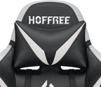 HOFFREE Gaming Chair Massage with Bluetooth Speakers and Led Lights Ergonomic Computer Gaming Chair with Footrest RGB Video Game Chair with High Back Lumbar Support White and Black