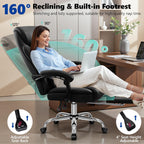 Big and Tall Office Chair 400lbs - Wide Memory Foam Seat with Lumbar Support, Reclining Executive Desk Chair with Footrest, Ergonomic Heavy Duty High Back Computer Chair, Black