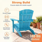 Costzon Kids Adirondack Chair, All-Weather HIPS Patio Chair with High Backrest, Armrests, Fire Pit Chair for Kids Ages 3-8, Indoor Outdoor Kids Patio Lounge Chair for Garden, Lawn, Yard (2, Turquoise)