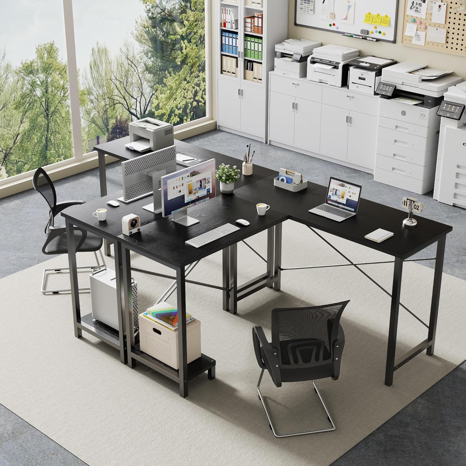 DUMOS L Shaped Desk, Computer Gaming Desks Corner Office Table with CPU Shelf for Home Study Writing Work Station 50 Inch, Sturdy Modern Design, Ideal for PC Setup, Study, and Home Office Use, Black